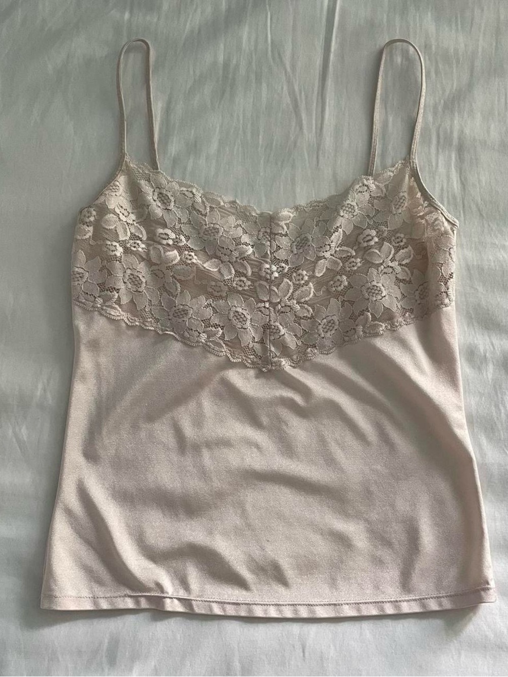 Lace Trim Spaghetti Strap Camisole - Light Blush
